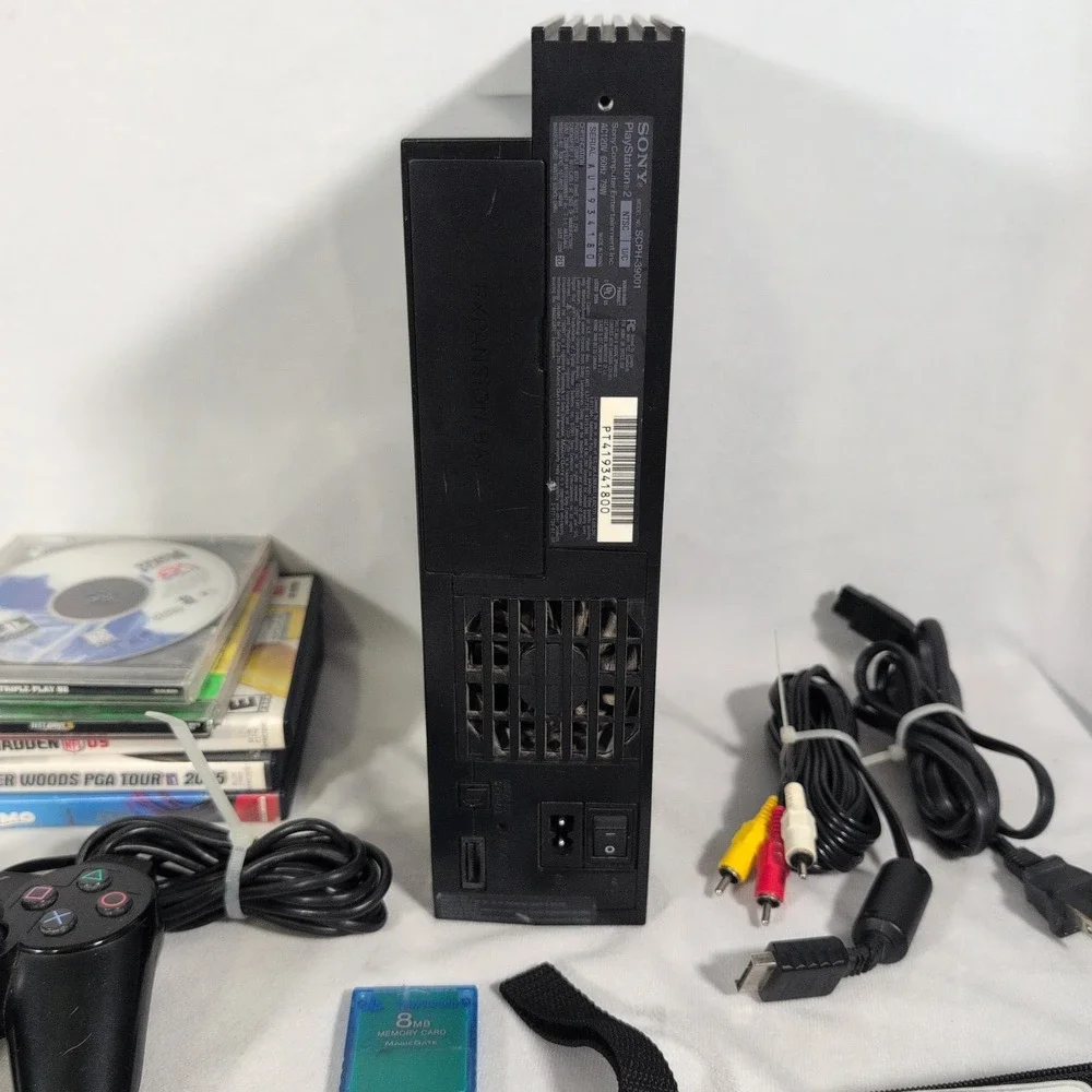 Sony PlayStation 2 PS2 Fat SCPH-39001 Console OEM Black Controller 11 Games